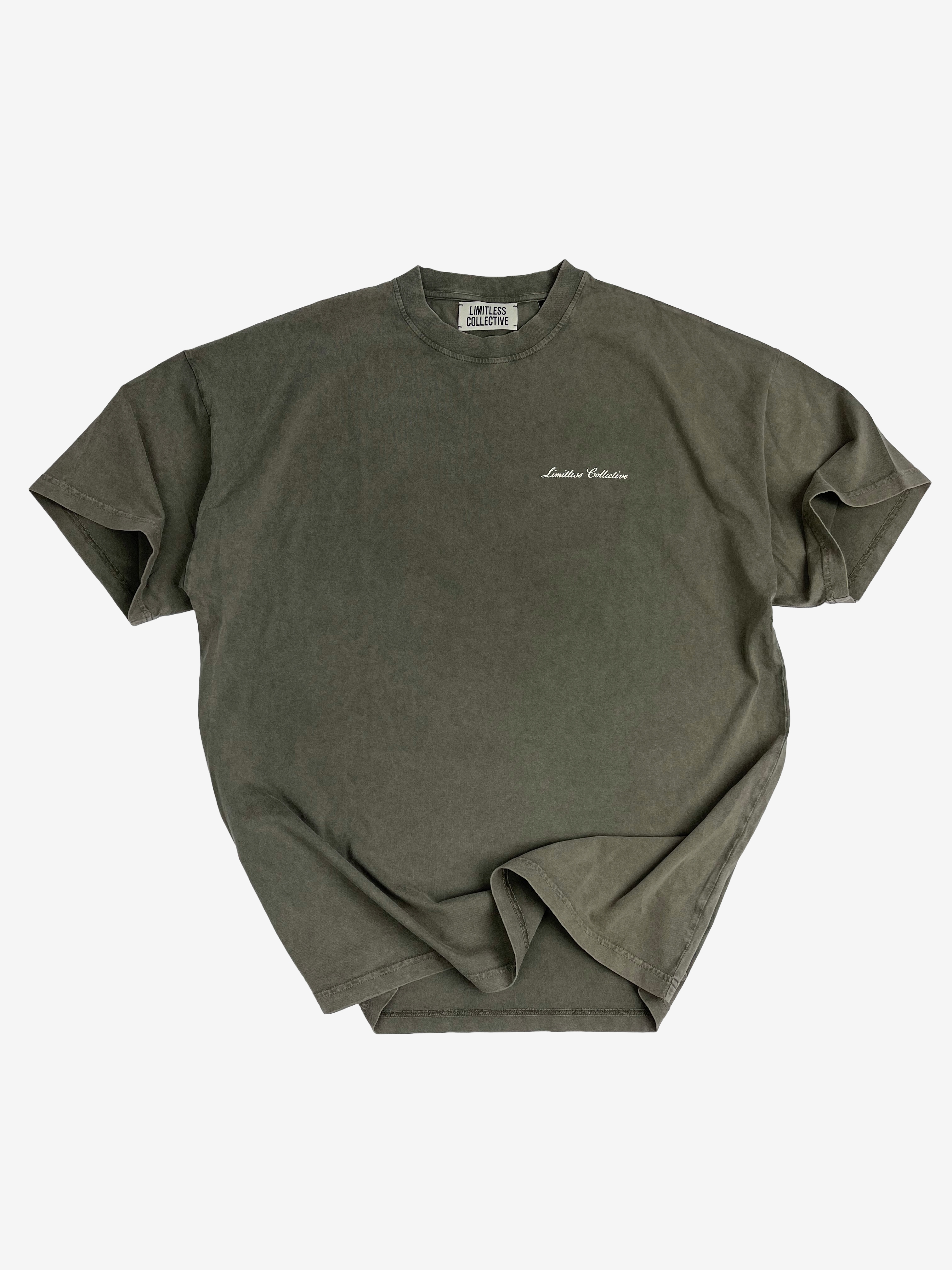 Script oversized tee - Faded Moss